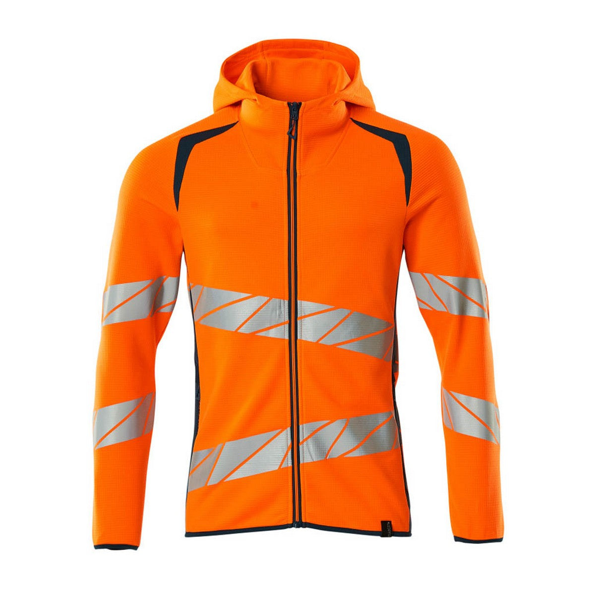 Hi Vis Orange-Dark Petroleum - Front - Mascot Mens Accelerate Safe Full Zip Hoodie