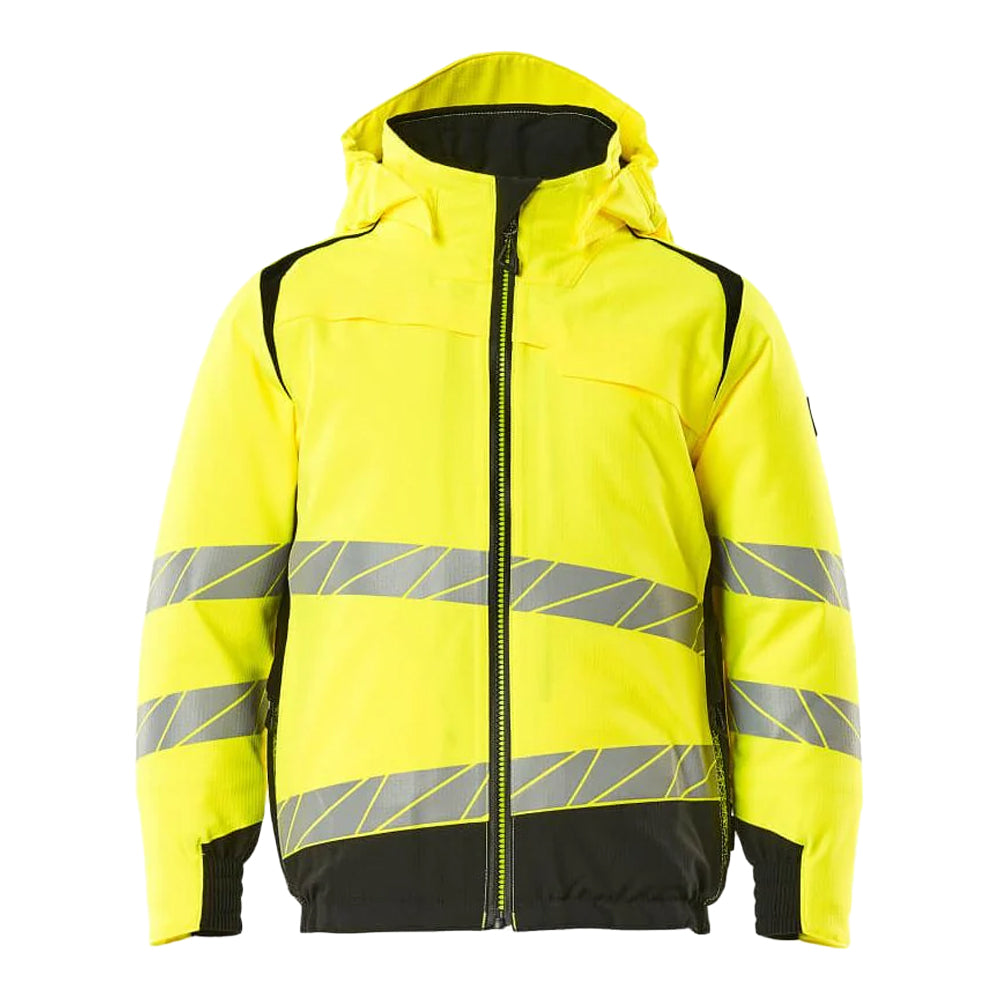 Hi Vis Yellow-Black - Front - Mascot Childrens-Kids Accelerate Safe Hi-Vis Winter Jacket