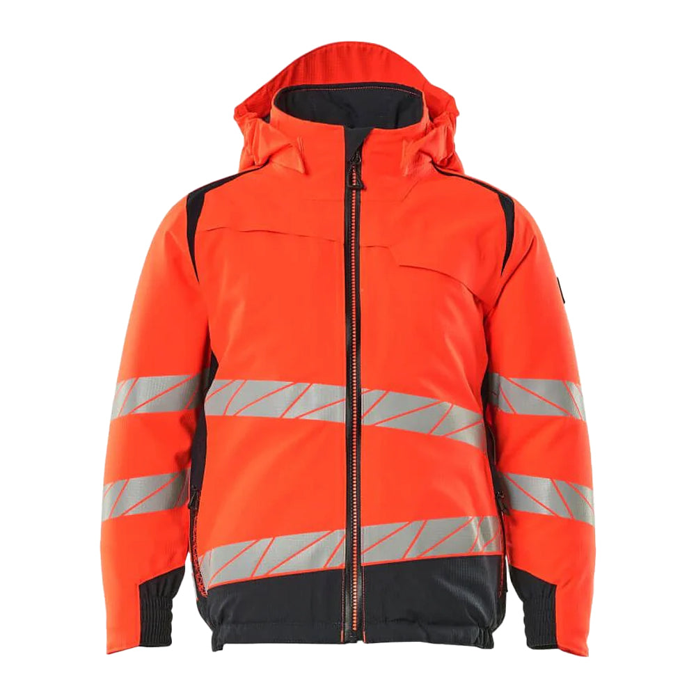 Hi Vis Orange-Navy - Front - Mascot Childrens-Kids Accelerate Safe Hi-Vis Winter Jacket