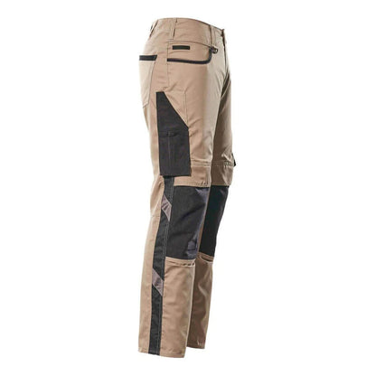 Light Khaki-Black - Side - Mascot Mens Unique Knee Pad Pockets Work Trousers