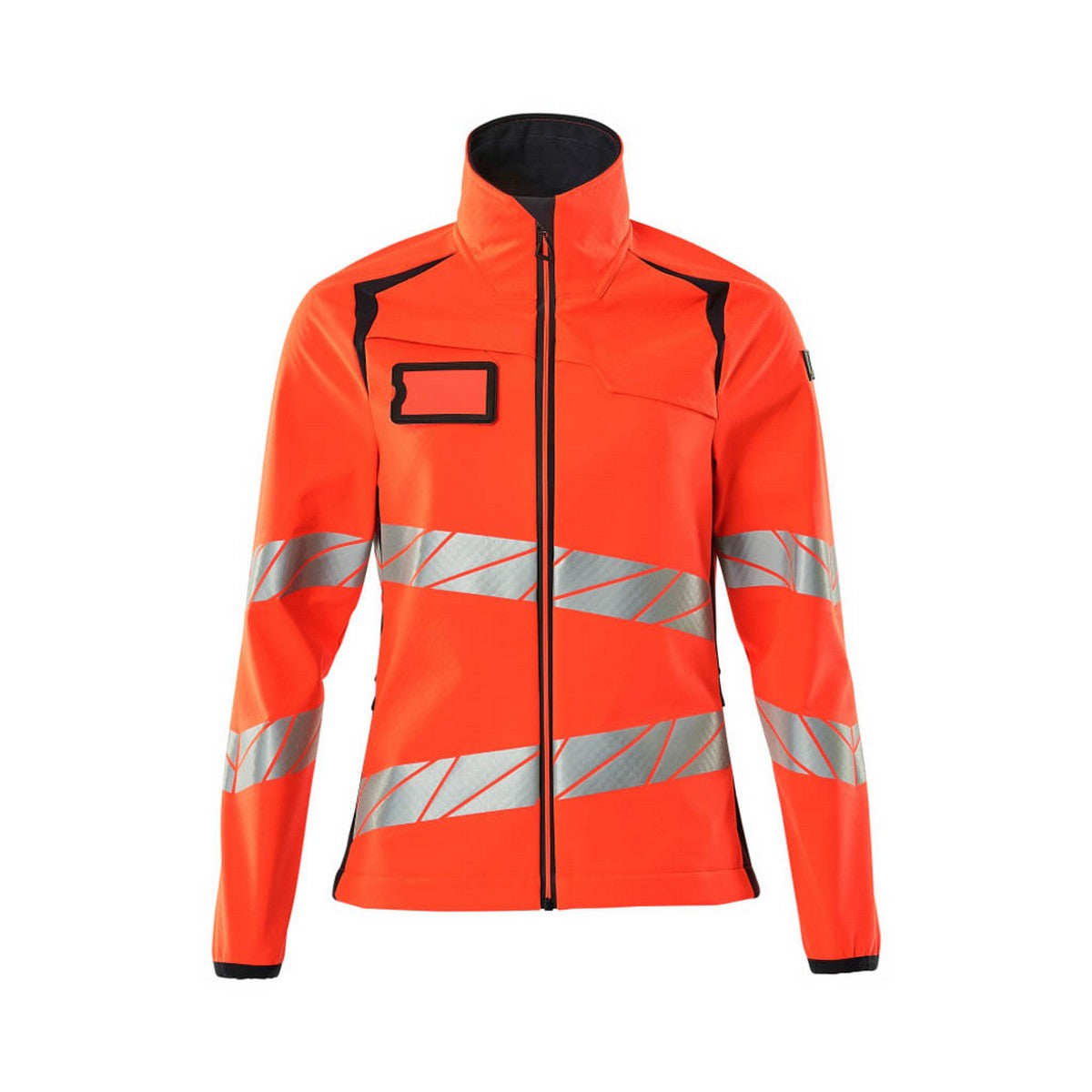 Hi Vis Red-Dark Navy - Front - Mascot Womens-Ladies Accelerate Safe Soft Shell Jacket