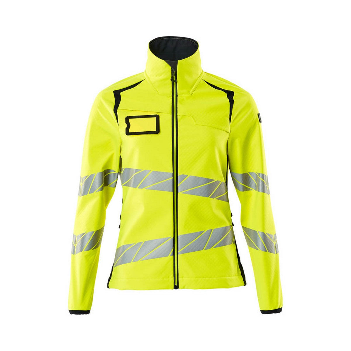 Hi Vis Yellow-Dark Navy - Front - Mascot Womens-Ladies Accelerate Safe Soft Shell Jacket