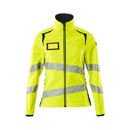 Hi Vis Yellow-Dark Navy - Front - Mascot Womens-Ladies Accelerate Safe Soft Shell Jacket