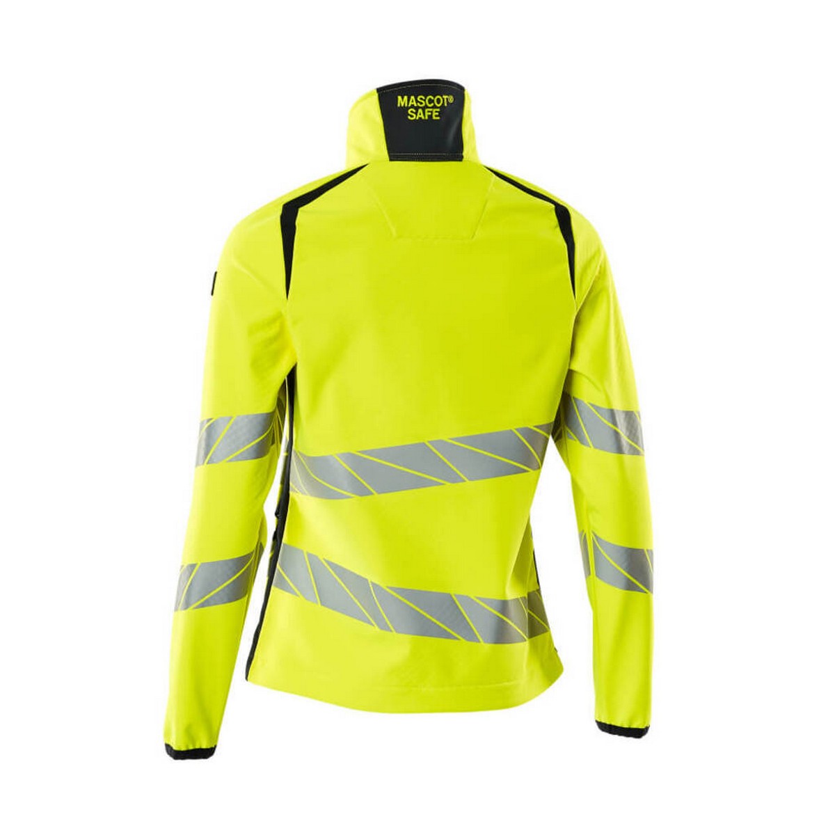 Hi Vis Yellow-Dark Navy - Back - Mascot Womens-Ladies Accelerate Safe Soft Shell Jacket