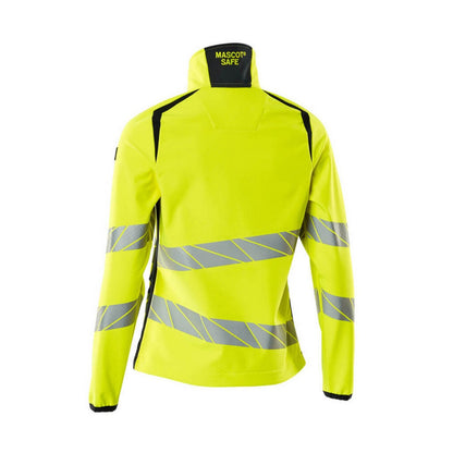 Hi Vis Yellow-Dark Navy - Back - Mascot Womens-Ladies Accelerate Safe Soft Shell Jacket