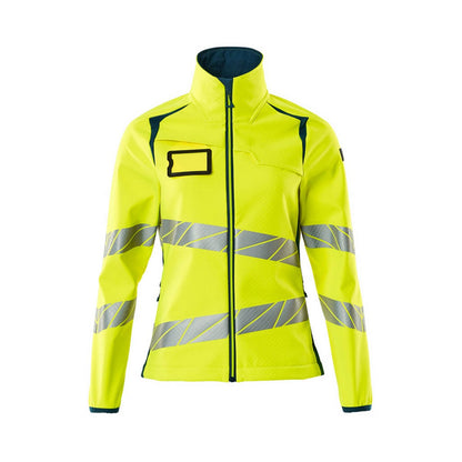 Hi Vis Yellow-Dark Petroleum - Front - Mascot Womens-Ladies Accelerate Safe Soft Shell Jacket