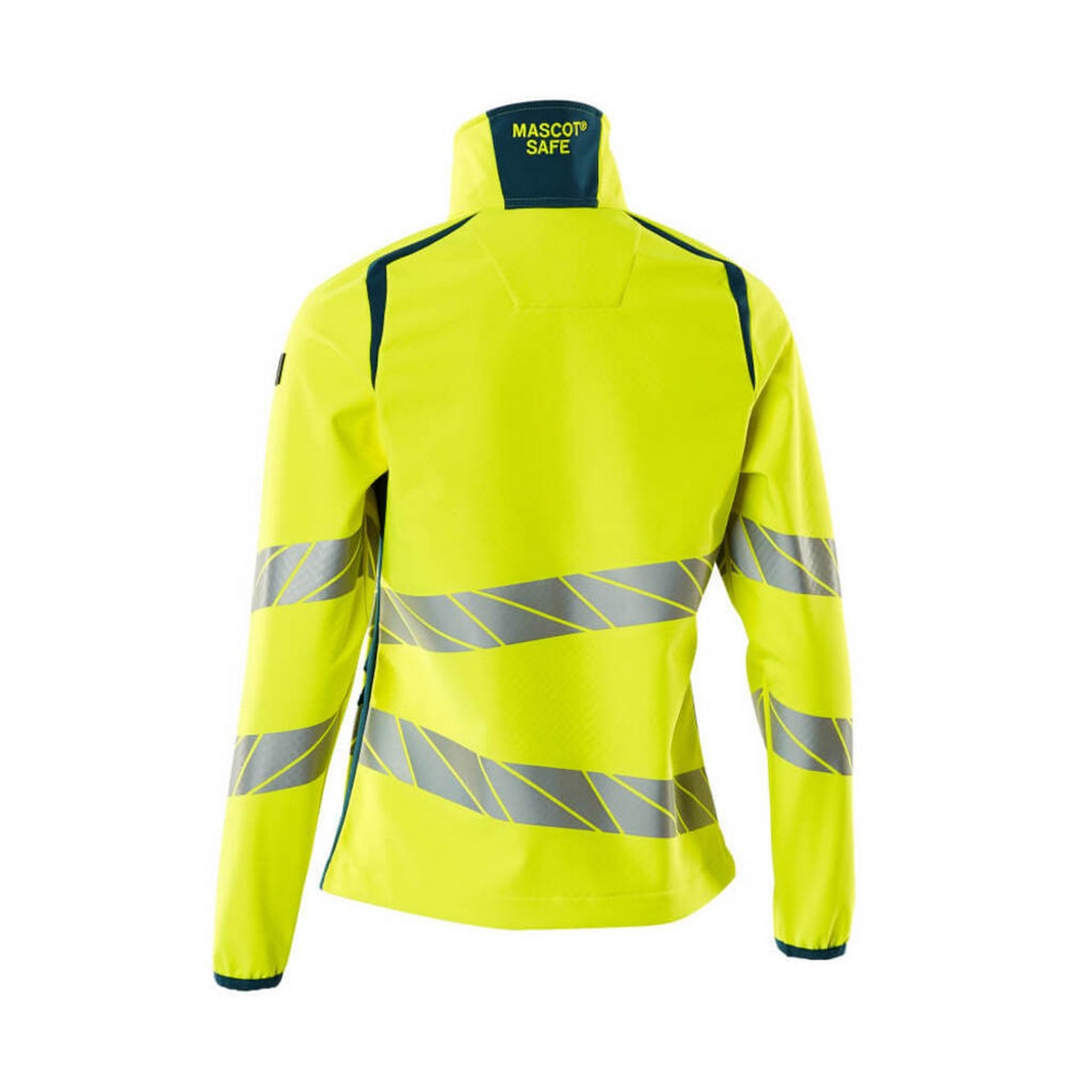 Hi Vis Yellow-Dark Petroleum - Back - Mascot Womens-Ladies Accelerate Safe Soft Shell Jacket