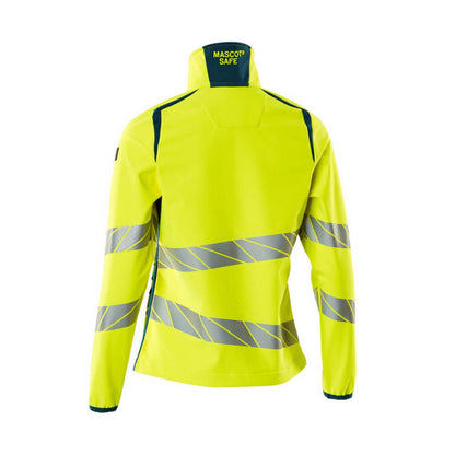 Hi Vis Yellow-Dark Petroleum - Back - Mascot Womens-Ladies Accelerate Safe Soft Shell Jacket