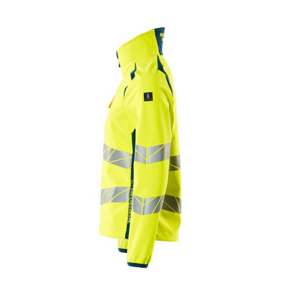 Hi Vis Yellow-Dark Petroleum - Side - Mascot Womens-Ladies Accelerate Safe Soft Shell Jacket