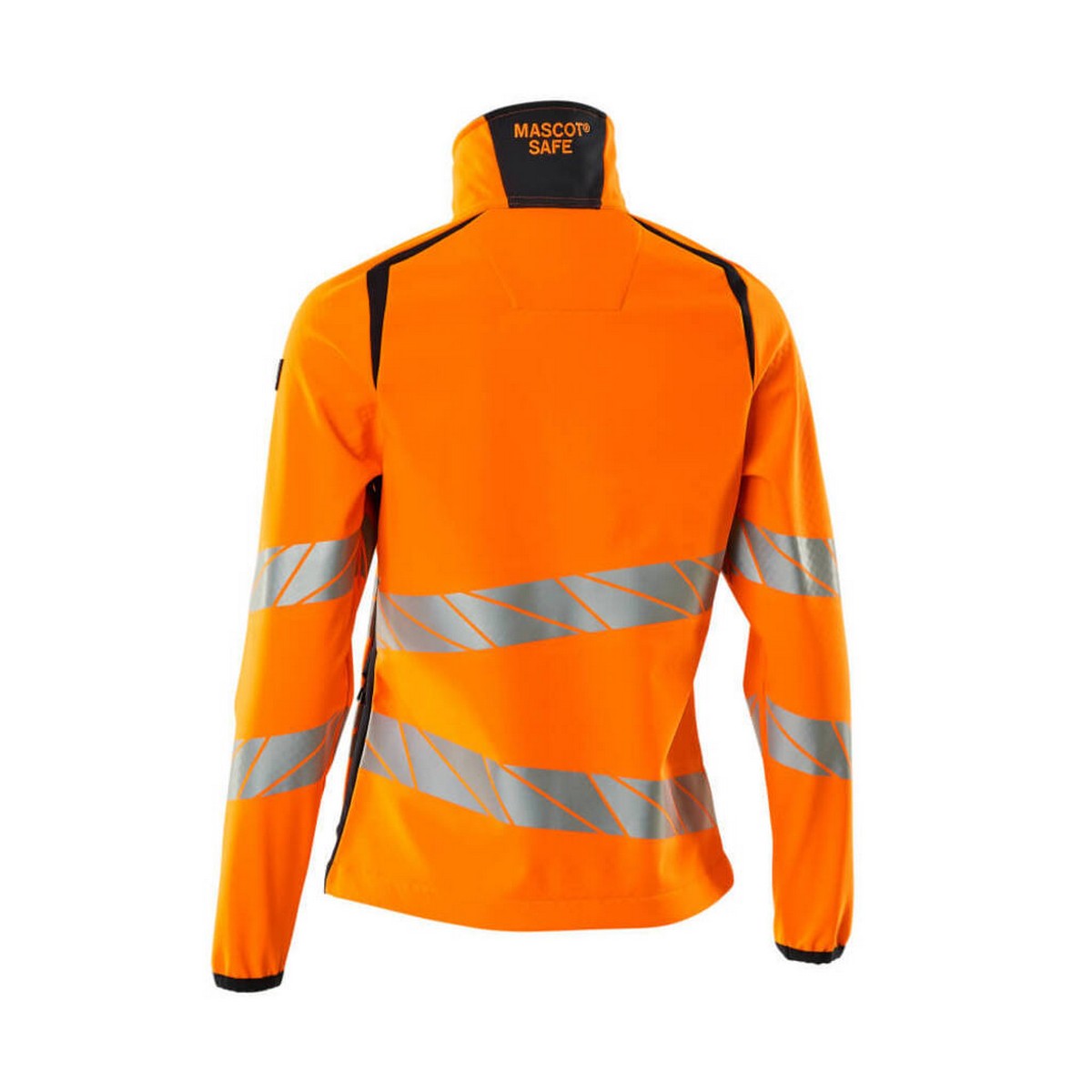 Hi Vis Orange-Dark Navy - Back - Mascot Womens-Ladies Accelerate Safe Soft Shell Jacket