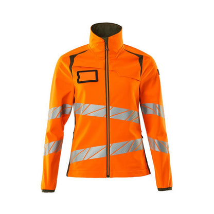 Hi Vis Orange-Moss Green - Front - Mascot Womens-Ladies Accelerate Safe Soft Shell Jacket