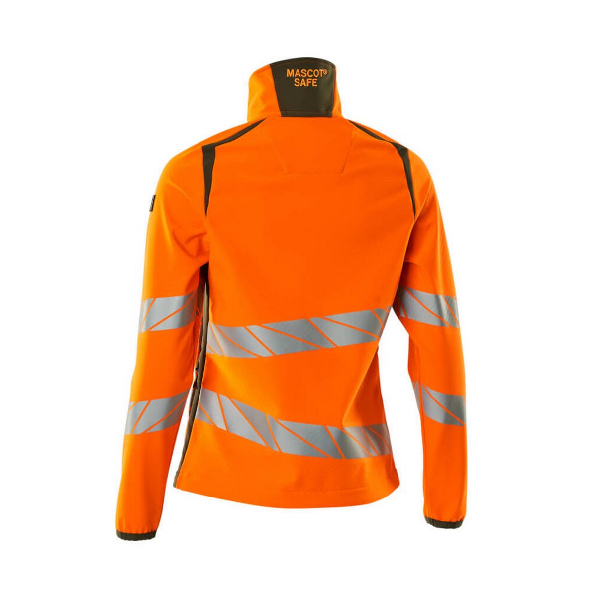 Hi Vis Orange-Moss Green - Back - Mascot Womens-Ladies Accelerate Safe Soft Shell Jacket
