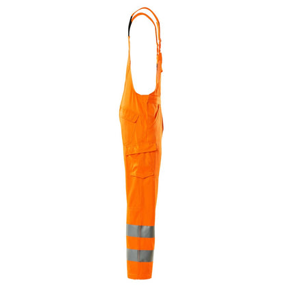 Hi Vis Orange - Side - Mascot Mens Safe Light Bib And Brace Trouser