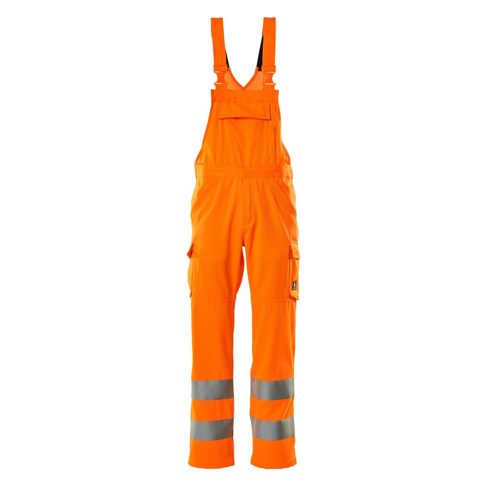 Hi Vis Orange - Front - Mascot Mens Safe Light Bib And Brace Trouser