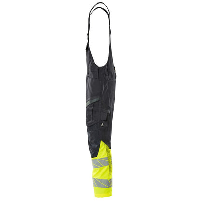Dark Navy-Hi Vis Yellow - Lifestyle - Mascot Mens Accelerate Safe Knee Pad Pockets Bib And Brace Overall