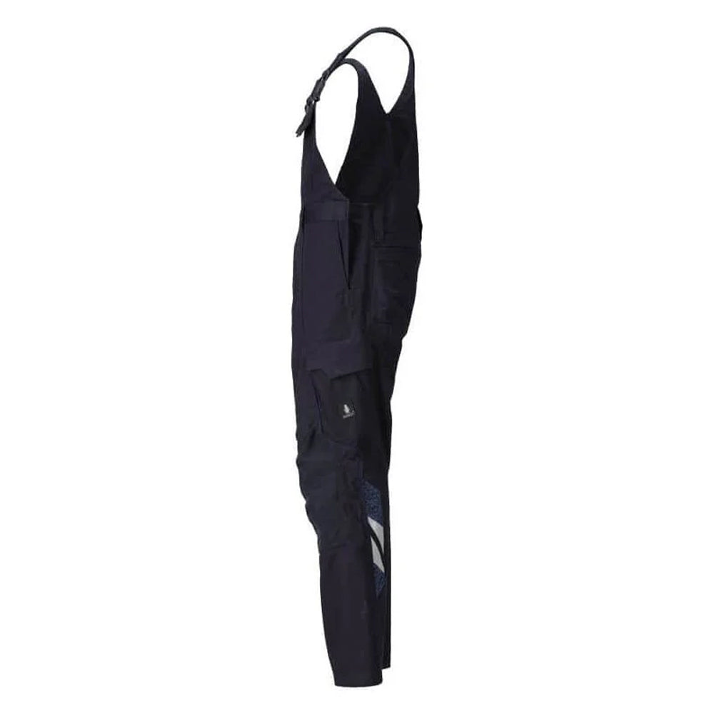 Dark Navy - Side - Mascot Mens Accelerate Knee Pad Pockets Bib And Brace Overall