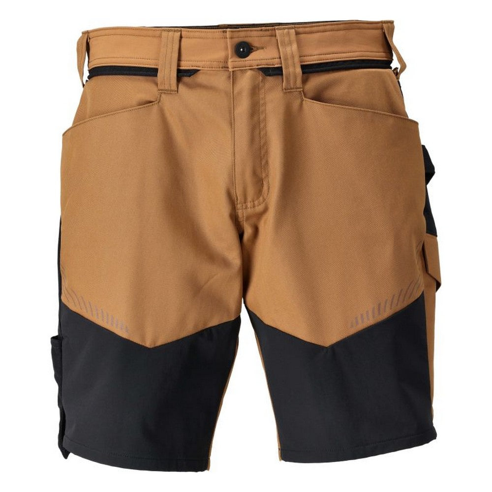 Nut Brown-Black - Front - Mascot Mens Customised Work Shorts