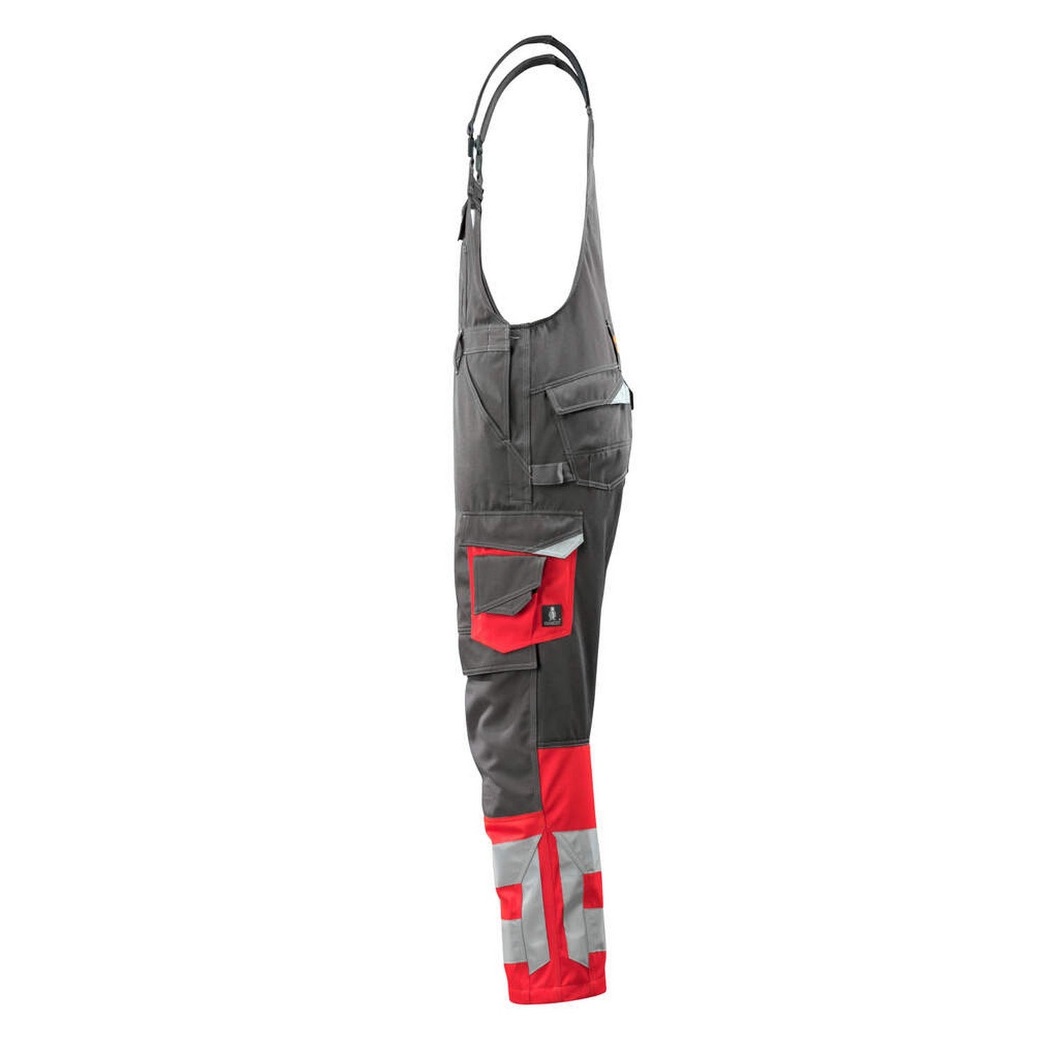 Dark Anthracite-Hi Vis Red - Lifestyle - Mascot Unisex Adult Safe Supreme Knee Pad Pockets Bib And Brace Overall