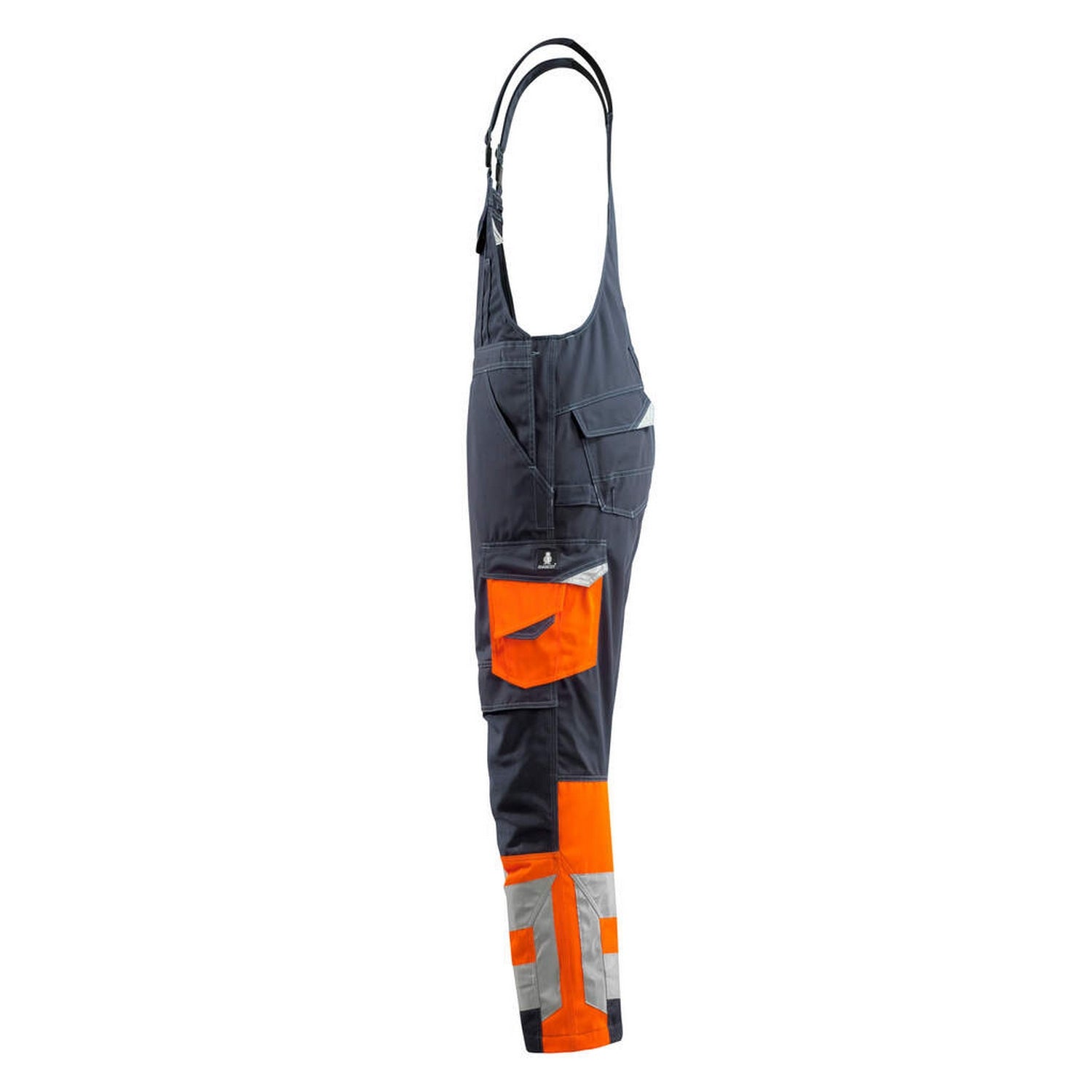 Dark Navy-Hi Vis Orange - Lifestyle - Mascot Unisex Adult Safe Supreme Knee Pad Pockets Bib And Brace Overall