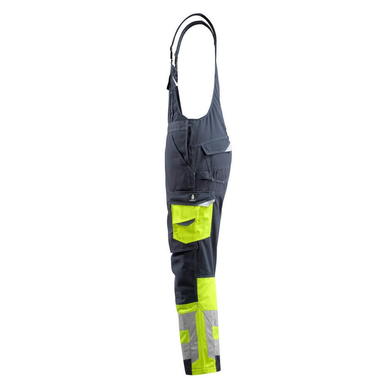 Dark Navy-Hi Vis Yellow - Lifestyle - Mascot Unisex Adult Safe Supreme Knee Pad Pockets Bib And Brace Overall