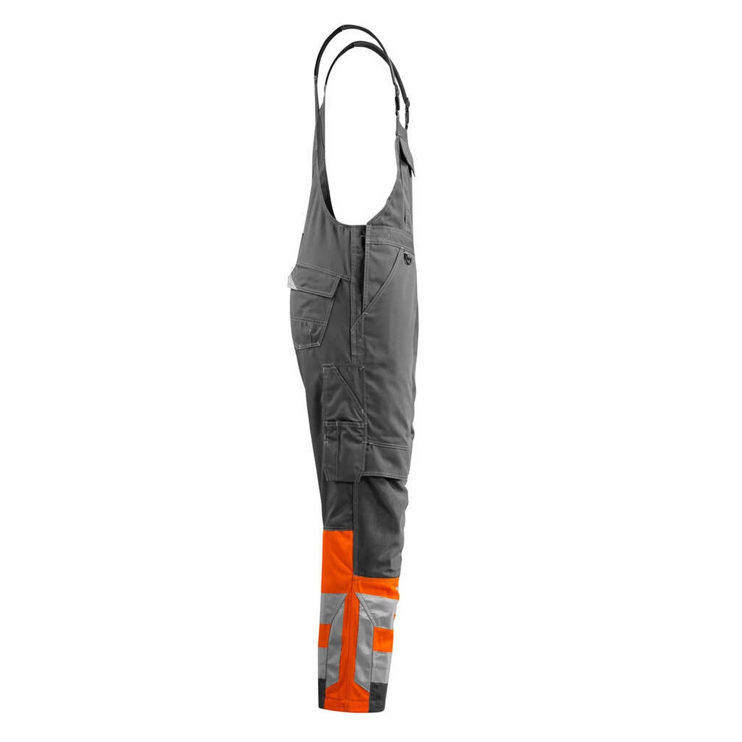 Dark Anthracite-Hi Vis Orange - Side - Mascot Unisex Adult Safe Supreme Knee Pad Pockets Bib And Brace Overall