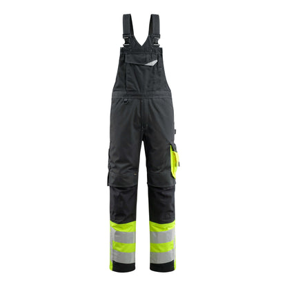 Black-Hi Vis Yellow - Front - Mascot Unisex Adult Safe Supreme Knee Pad Pockets Bib And Brace Overall
