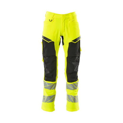 Hi Vis Yellow-Black - Front - Mascot Mens Accelerate Safe Knee Pad Pockets Trousers
