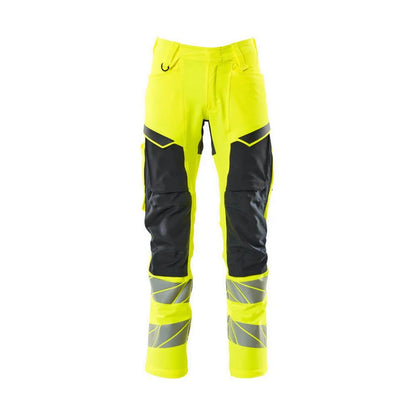 Hi Vis Yellow-Dark Navy - Front - Mascot Mens Accelerate Safe Knee Pad Pockets Trousers
