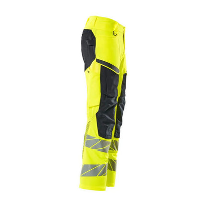 Hi Vis Yellow-Dark Navy - Back - Mascot Mens Accelerate Safe Knee Pad Pockets Trousers
