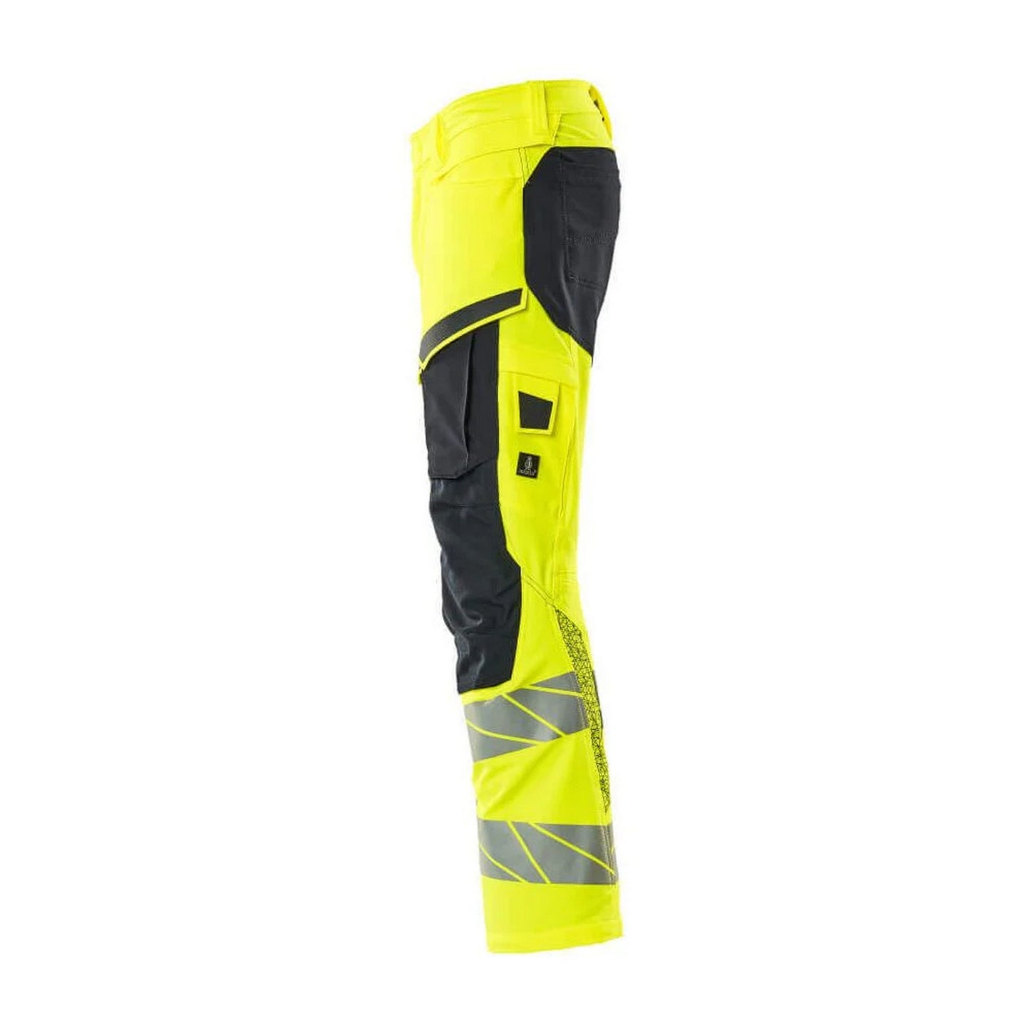 Hi Vis Yellow-Dark Navy - Side - Mascot Mens Accelerate Safe Knee Pad Pockets Trousers