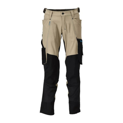 Light Khaki-Black - Front - Mascot Mens Advanced Knee Pad Pockets Work Trousers