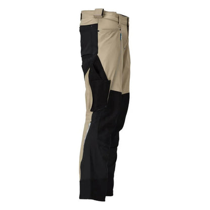 Light Khaki-Black - Back - Mascot Mens Advanced Knee Pad Pockets Work Trousers