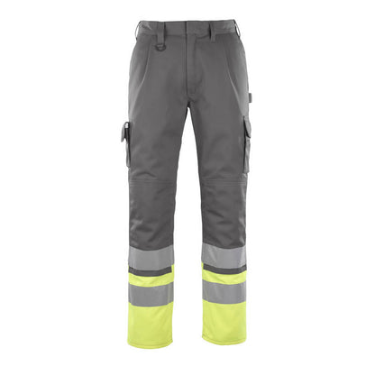 Anthracite-Yellow - Front - Mascot Mens Patos Safe Complete Hi-Vis Work Trousers