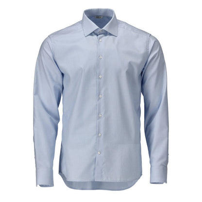 Light Blue-White - Front - Mascot Mens Frontline Checked Modern Shirt