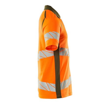 Hi Vis Orange-Moss Green - Side - Mascot Mens Accelerate Safe Hi-Vis Polo Shirt