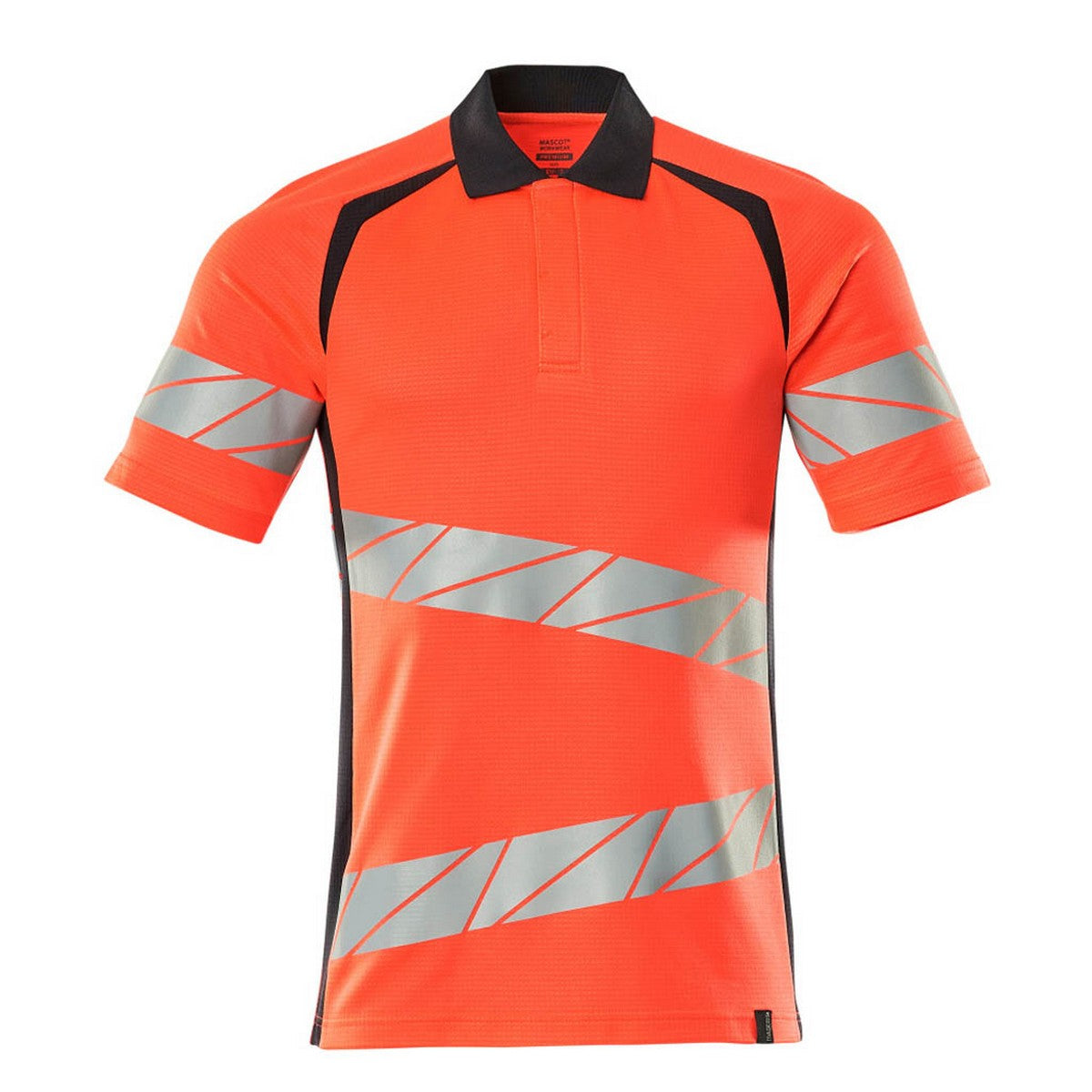 Hi Vis Red-Dark Navy - Front - Mascot Mens Accelerate Safe Hi-Vis Polo Shirt