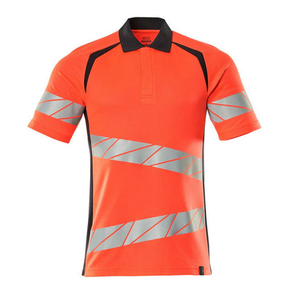 Hi Vis Red-Dark Navy - Front - Mascot Mens Accelerate Safe Hi-Vis Polo Shirt