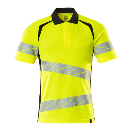Hi Vis Yellow-Black - Front - Mascot Mens Accelerate Safe Hi-Vis Polo Shirt