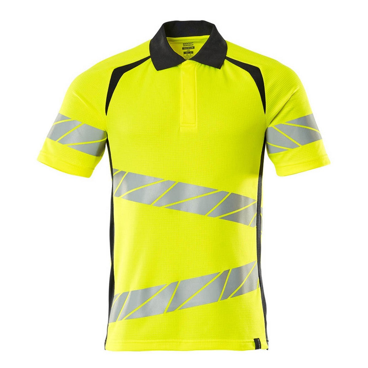 Hi Vis Yellow-Dark Navy - Front - Mascot Mens Accelerate Safe Hi-Vis Polo Shirt