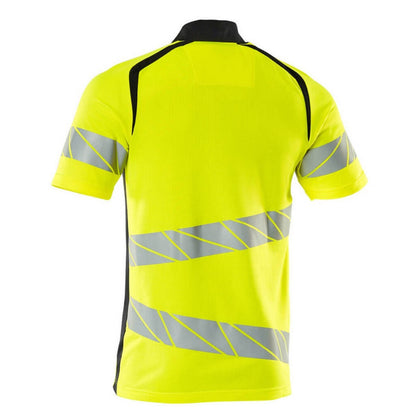 Hi Vis Yellow-Dark Navy - Back - Mascot Mens Accelerate Safe Hi-Vis Polo Shirt