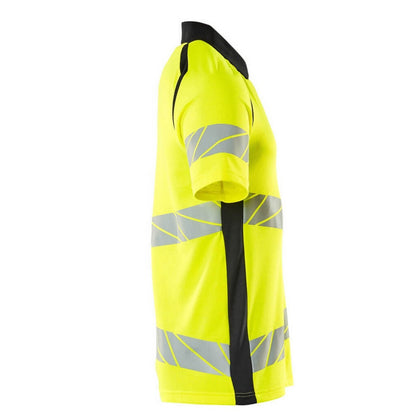 Hi Vis Yellow-Dark Navy - Side - Mascot Mens Accelerate Safe Hi-Vis Polo Shirt