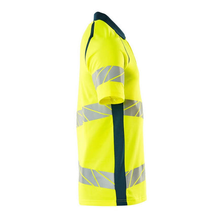 Hi Vis Yellow-Dark Petroleum - Side - Mascot Mens Accelerate Safe Hi-Vis Polo Shirt