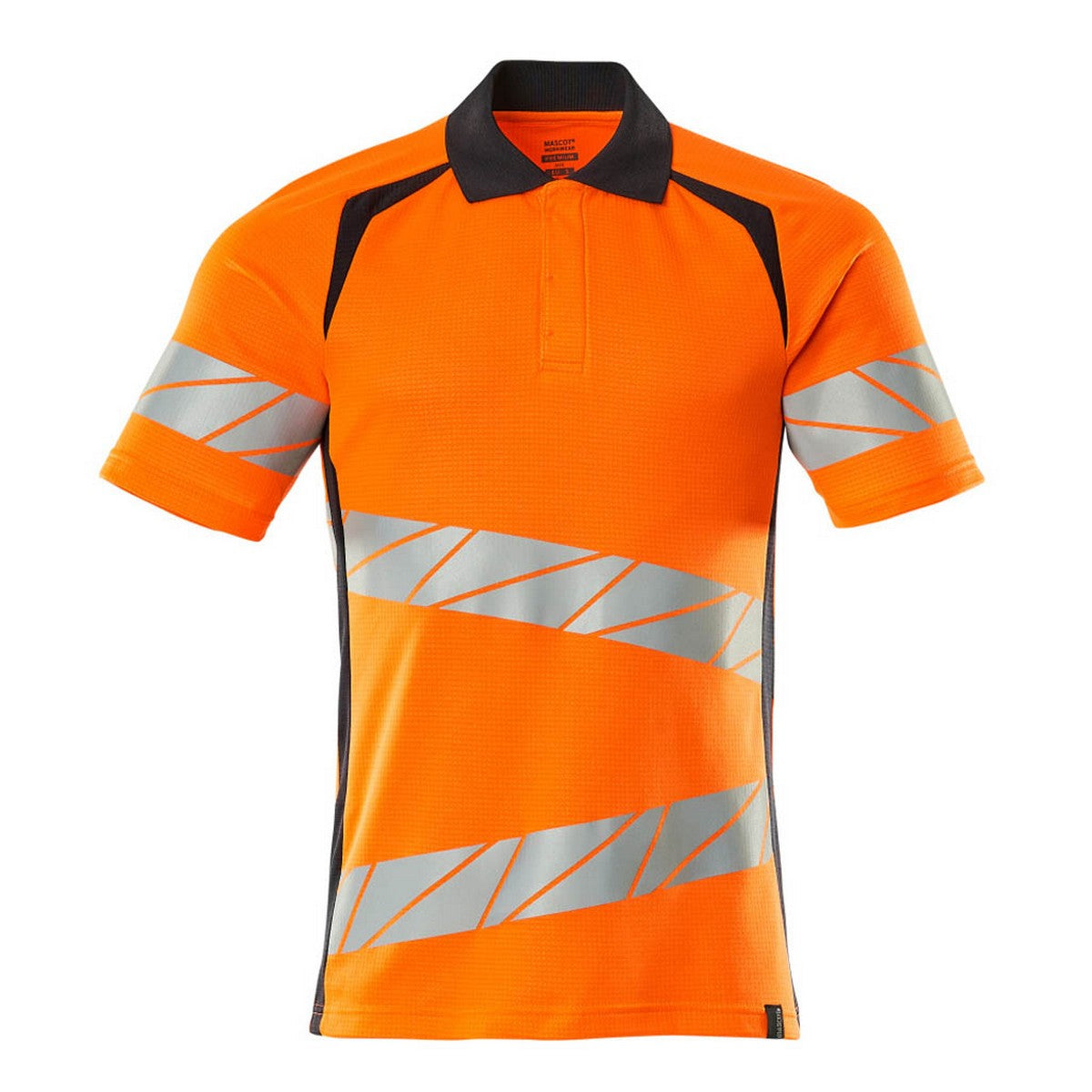 Hi Vis Orange-Dark Navy - Front - Mascot Mens Accelerate Safe Hi-Vis Polo Shirt