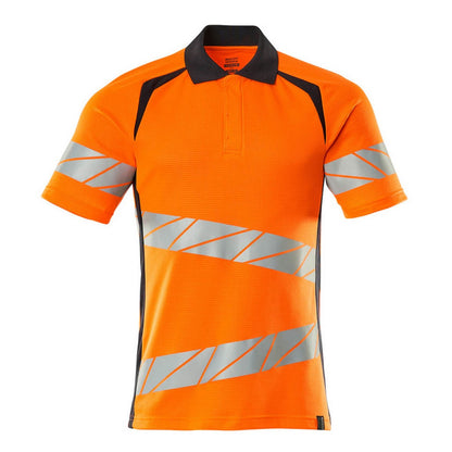 Hi Vis Orange-Dark Navy - Front - Mascot Mens Accelerate Safe Hi-Vis Polo Shirt