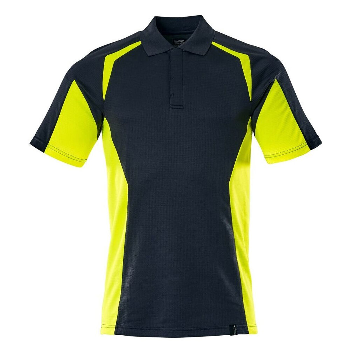 Dark Navy-Yellow - Front - Mascot Mens Accelerate Safe Hi-Vis Polo Shirt