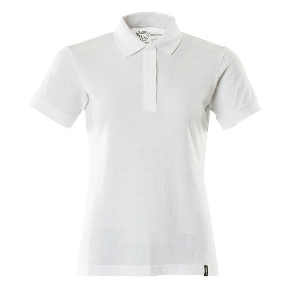 White - Front - Mascot Womens-Ladies Crossover Polo Shirt