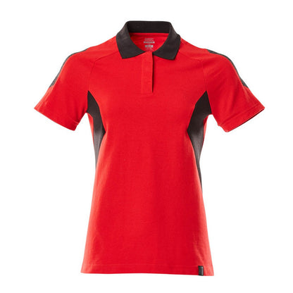 Traffic Red-Black - Front - Mascot Womens-Ladies Accelerate Polo Shirt