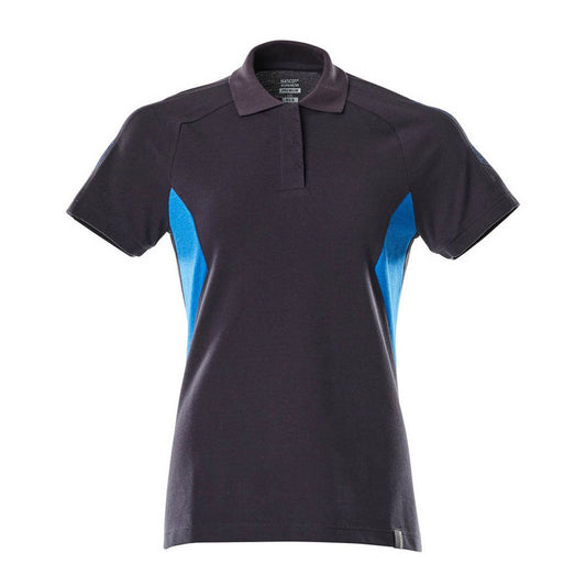 Dark Navy-Azure Blue - Front - Mascot Womens-Ladies Accelerate Polo Shirt