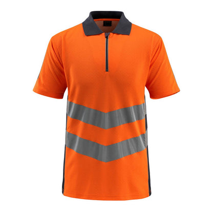 Hi Vis Orange-Dark Navy - Front - Mascot Mens Murton Safe Supreme Hi-Vis Polo Shirt