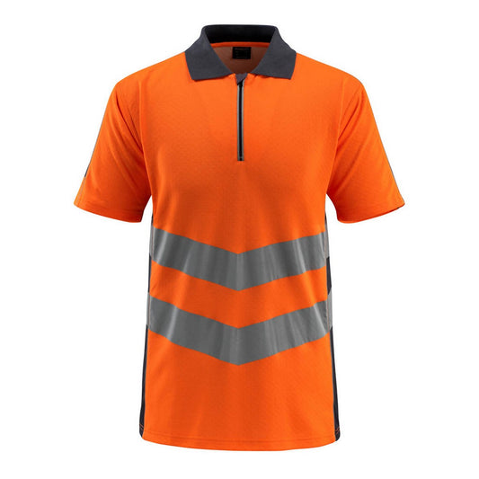 Hi Vis Orange-Dark Navy - Front - Mascot Mens Murton Safe Supreme Hi-Vis Polo Shirt